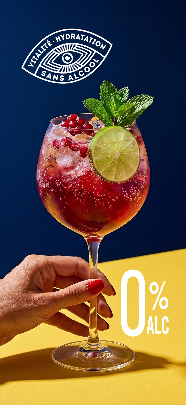 Cocktail Grenade Sour servi dans un verre à pied